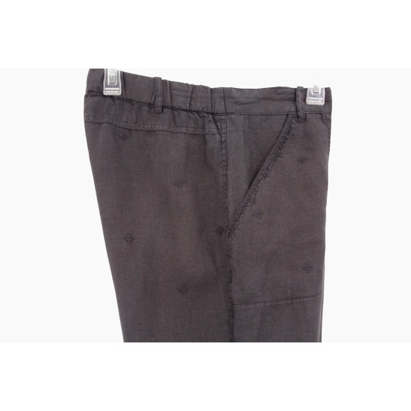 Johnny Was JW Los Angeles Linen Pants‎ Small Embroidered Cropped Black Boho - Picture 8 of 16